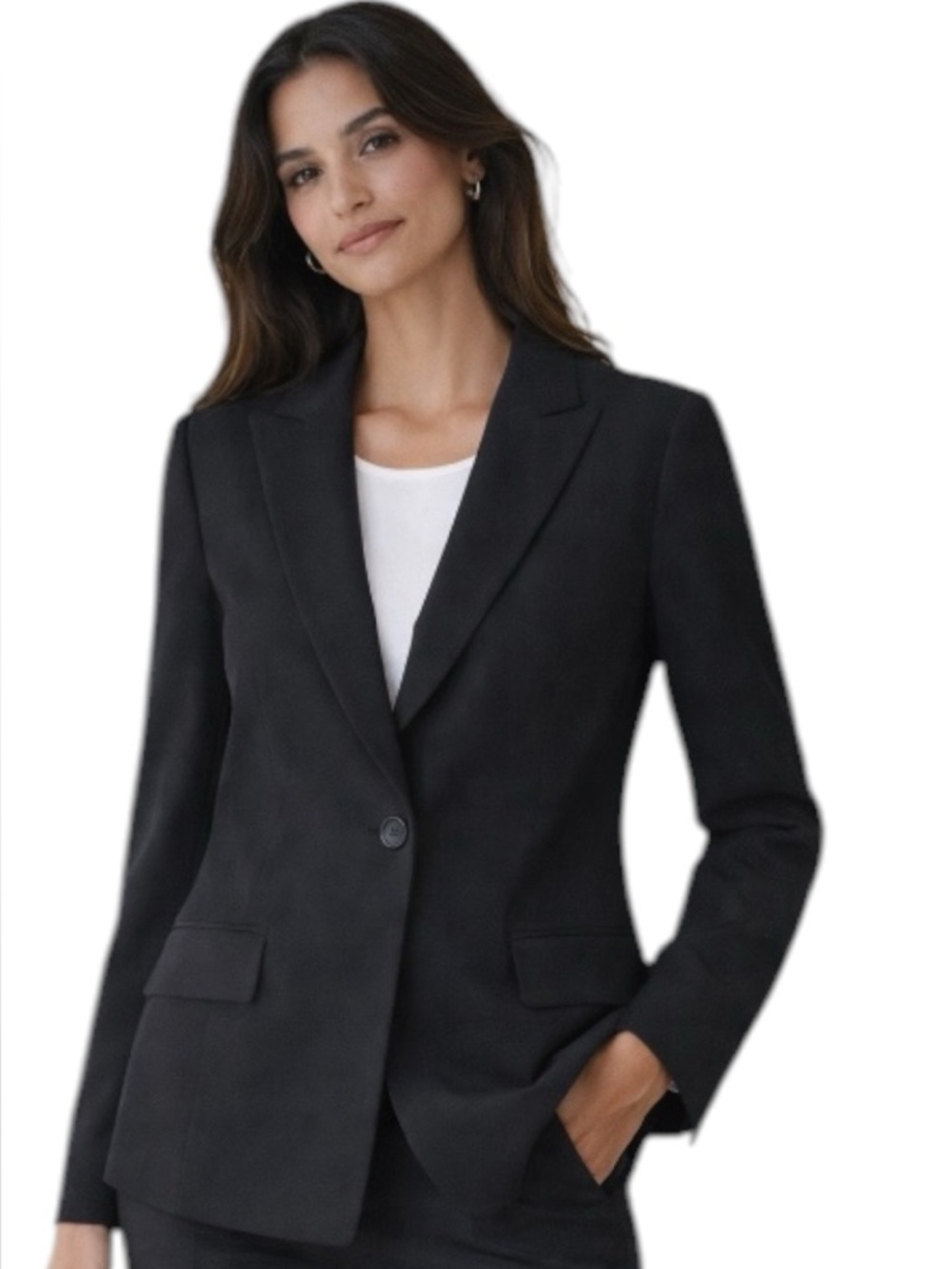 Jones Studio Black Blazer Jacket Women Size 8 Classic One Button Career